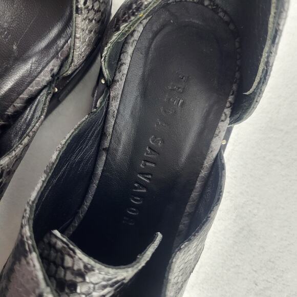 NEW Freda Salvador D'Orsay Loafers Embossed Snakeskin Leather Side Cut Flats | 7 - Picture 10 of 15